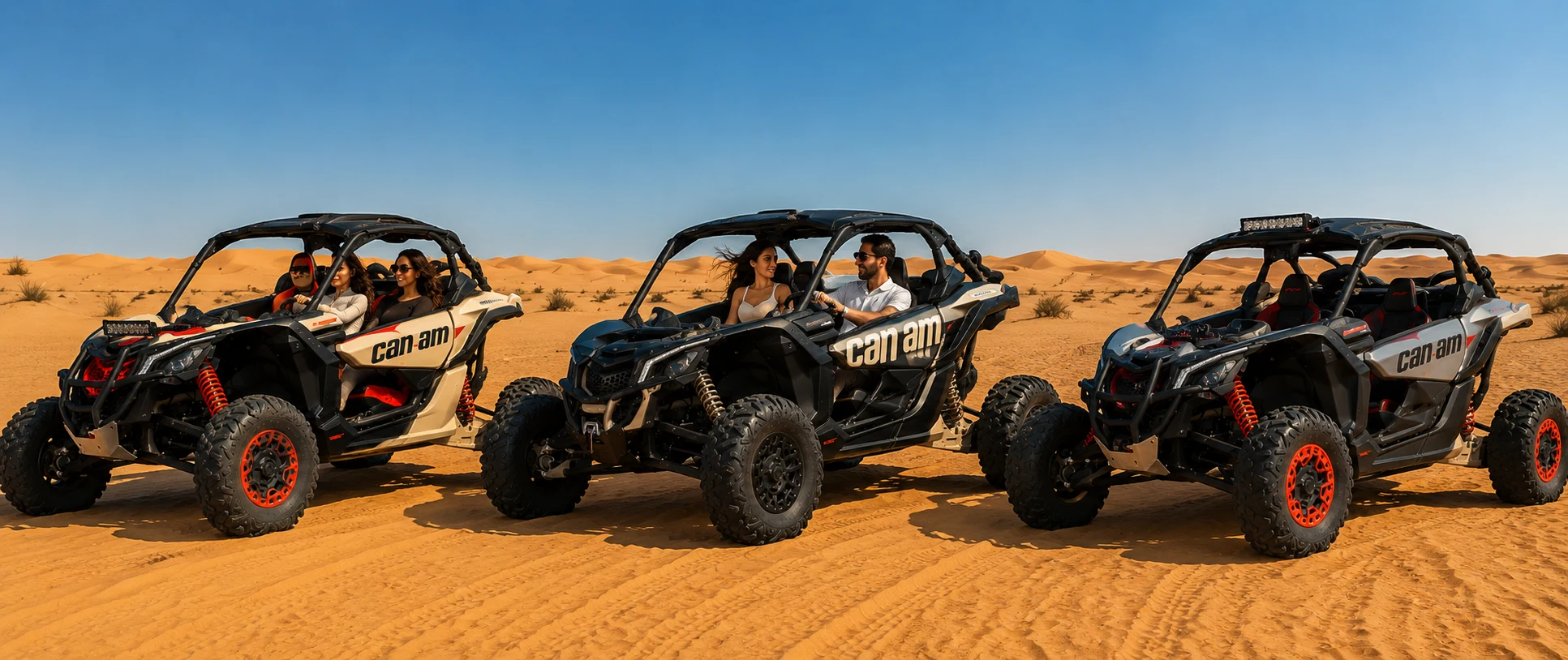 Can-Am Maverick buggy adventure in Dubai's red desert with Desert Safari Experts