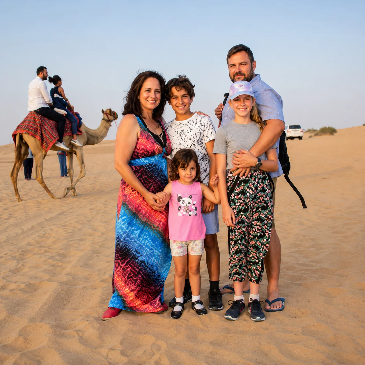 Private family group enjoying desert safari